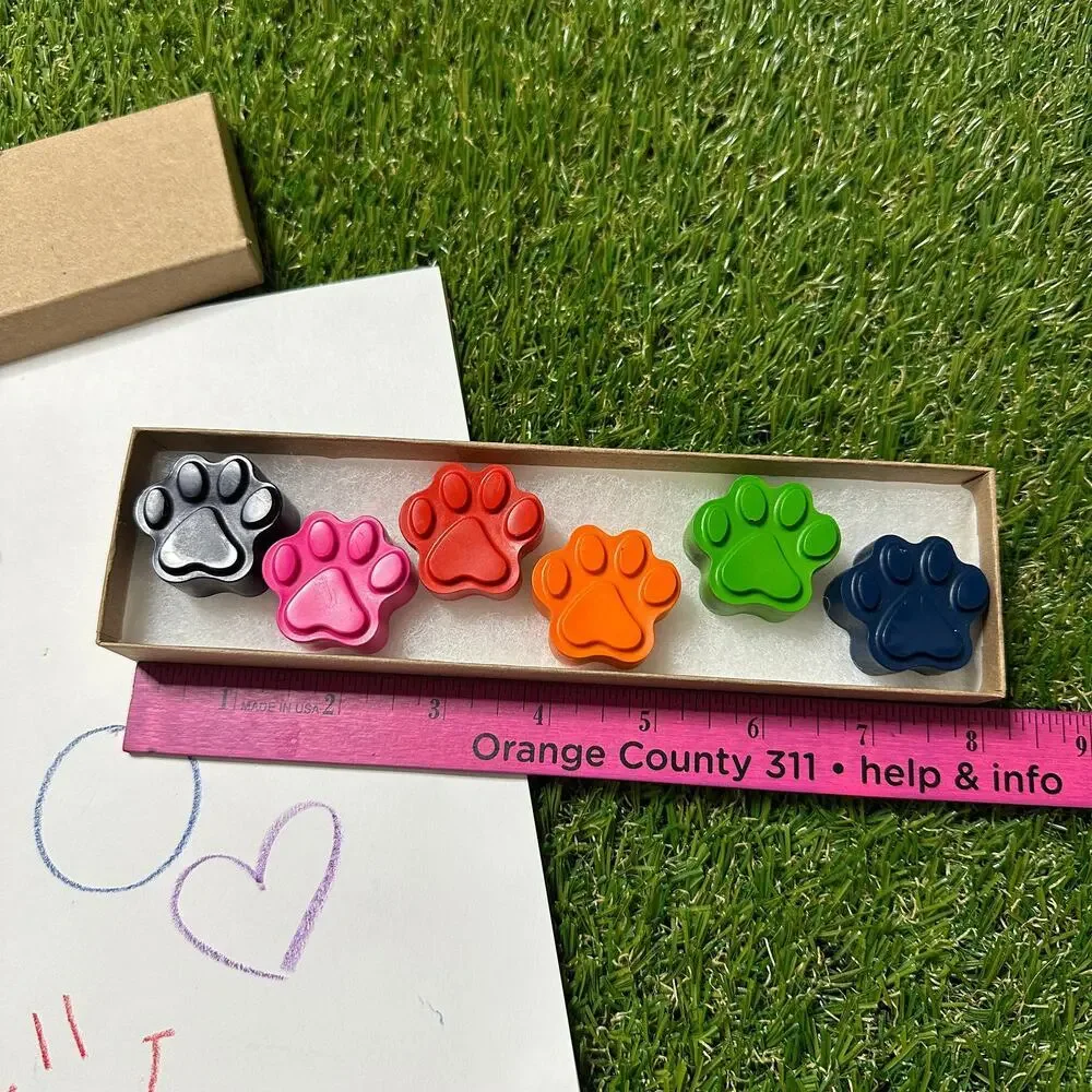 2/$30 Paw Print Crayons (6), Kids Girls Boys, Unique Dog Cat Pet Birthday Gift